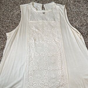 Cream Sleeveless Top with Lace Detail